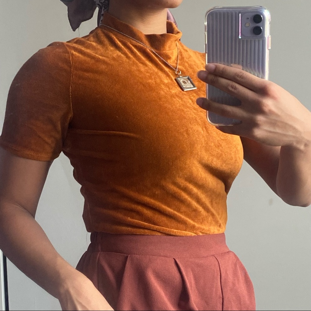 Velvet Mock Neck Shirt